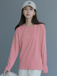 Pink Plush Lined Long Sleeve Base Shirt Womens Inner Wear Autumn Winter Thickened Thin Fleece Loose Slimming Fashionable Pure Color Top Trendy