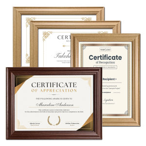 2PS A4 8x12 Certificate Frame Log Walnut Wooden Vintage Document Photo Frame for Honor Certificates Modern Wall Home Decor