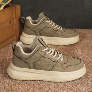 Mens Casual Shoes 2025 New Autumn Winter Luxury Retro Thick Bottom Sports Trendy Shoes Youth Versatile Mid-Height Heightening