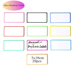 20pcs/set 5x10cm Magnetic Name Tags Erasable Label Reusable Write Magnets Versatile Stickers for Whiteboard Classroom Blackboard