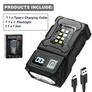 Mini Multifunctional COB Flashlight Ajustable Angle LED Outdoor Portable Keychain Light Magnetic Camping Emergency Warning Lamp