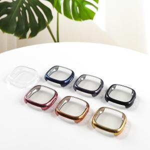 Screen Protector For Fitbit Versa 4/Sense 2 Case Accessories Soft TPU Plated Case All-Around Protective Screen Full Cover Bumper
