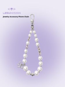 Luxurious Pearl Mobile Phone Strap LEEU DESIGN Premium Short Chain Hand-Wrist Style Anti-Loss Phone Case Pendant Womens Model