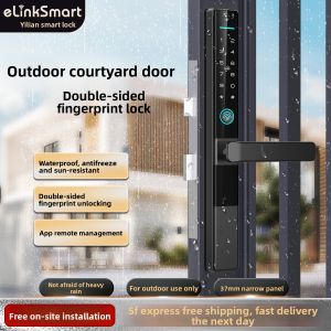 elinksmart | Outdoor Waterproof Narrow Edge Smart Lock with Fingerprint Password and Mobile Phone Unlock