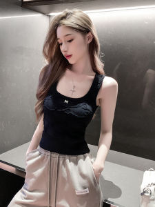 Áo Vest Dây Chữ Cái Thời Trang Nữ Phong Cách Ngọt Ngào Khoét Kim Cương Ngắn Bó Sát Gợi Cảm Mùa Hè 2024 Áo Sơ Mi Nữ