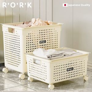 RORK | Bathroom Storage Basket For Dirty Clothes Portable Wheeled