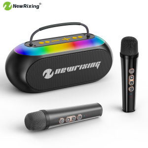 NewRixing Karaoke Machine with 2 micsBT Speaker30WBass Boost/High-Fidelity Stereo SoundMagic micRGB lightfor BT/AUX/TF/USB