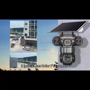 V380 Pro Three lens Solar CCTV Camera 15MP Waterproof Outdoor Wireless IP Camera 4G/WiFi Triple Screens 10x optical zoom Infrared Night Vision 360°PTZ Control auto tracking Intelligent smart cctv