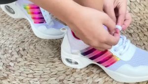 RAINBOW - Sepatu Dansa / Tari Menari Lentur Putih Hak