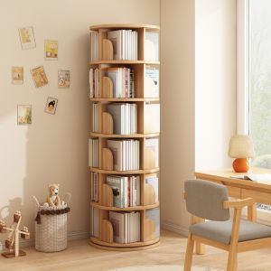 ZHUOHE | Round Rotatable Wooden Bookshelf 360 Degree