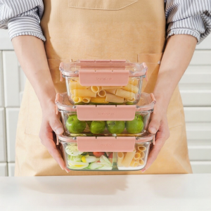Lock&Lock | Microwave & Fruit Lunch Box Glass Food Storage Set