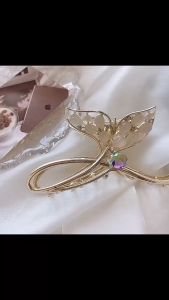 F4 Jepit Rambut Korea Bahan Alloy 11cm Bentuk Kupu Kupu dengan Aksesoris Moonstone HCM030