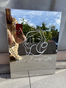 Stainless Steel Mirror Billboard Clothing Store Nail Shop Photo Punch-in Internet Celebrity Signboard Outdoor Door Plate Customization