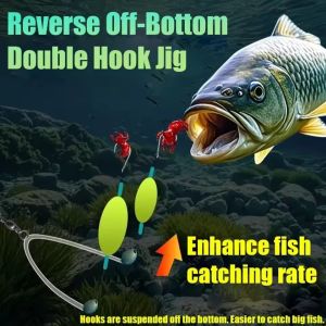 5PCS Fishing Hook Set Double Hook Buoyancy Set Fishhook With Wires Sharp Barbed Stainless Steel Fishing Hook Fishing Gears