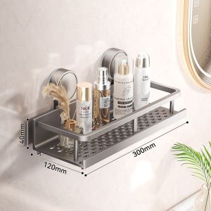 No Drill Suction Cup Bathroom Rack Bathroom Shelf Toilet Space Aluminum Hanging Rack Bathroom Organizer Hang On the Wall