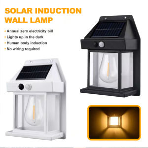 Outdoor LED Solar Sensing Wall Lamp Human Body Sensing Switch Black White 400mAh Garden Courtyard Corridor Decorative Lighting