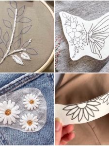 Bone Frame Butterfly Flowers Set Self Adhesive Water Soluble Stickers DIY Home Fabric Accessories Sewing Supplies
