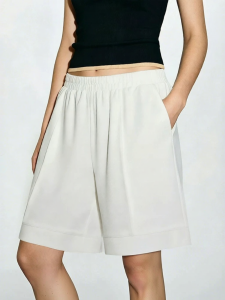 AMII | Summer Versatile Waffle Texture Elastic Waist Cotton Leisure Shorts
