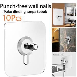 10Pcs Punch Free Screws Self Adhesive Hanging Hooks Cross Stitch Painting Photo Frame No Hole Multi-Use Strong Stick Wall Hook