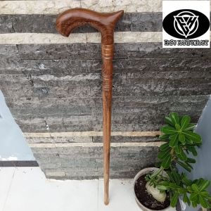 Tongkat jalan kayu kelor Jawa model habib profil bubut