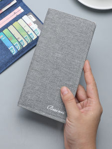 Long Canvas Mens Wallet Ultra-Thin Casual Multi-Card Slot Simple Trendy Student Personality Money Clip Korean Style Bag