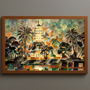 Tranh Nghệ thuật "Chùa Trấn Quốc Ở Hà Nội" VIETSMART ART - Sơn dầu 60 x 90cm