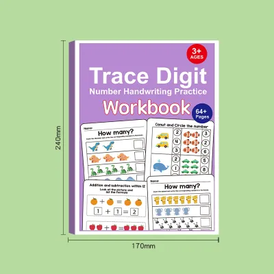64-Page Childrens Math Workbook: Number Tracing Addition and Subtraction Exercises - Early Education Activities for Children over 3 Years Old Preparatory Course for Home or Classroom Use - Educational Book for Number Recognition and Basic Arithmeti...