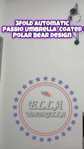(ELLA SHOP) 3 Folds Automatic New Design White Bear Coated Umbrella High Quality