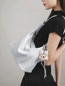 TOUTOU | Soft Blue Tofu Dog Pattern Hobo Bag