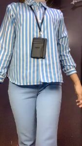 Kemeja Wanita Motif Salur Shirt Lengan Panjang Kekinian By Azka Collection