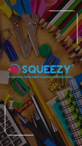 Pulpen Gel Squeezy / Pena Gel Pen Office Smooth 05mm 1 pak Hitam Biru