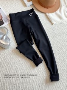 Womens High-Waist Fleece-Lined Sharkskin Yoga Pants Slimming Leggings Butt-Lifting Autumn Winter New Style Casual Nine-Piece Pants