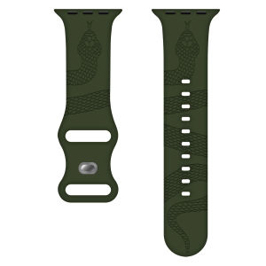 Apple Watch Silicone Band Engraved Snake Pattern Compatible with S10987654321SE Ultra Liquid Silicone Smartwatch Strap