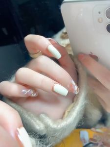 Móng tay giả dài bò sữa móng tay giả dài cute móng tay giả dài đính đá