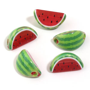 5-10pcs Watermelon Shape Acrylic Beads Red Green Loose Fruit Beads For Jewelry Making DIY Necklace Bracelet Keychain Accessories