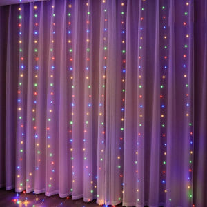 1pc Curtain String Lights USB Powered Fairy Lights 8 Lighting Modes With Remote ControlChristmas New Year Home Decoration