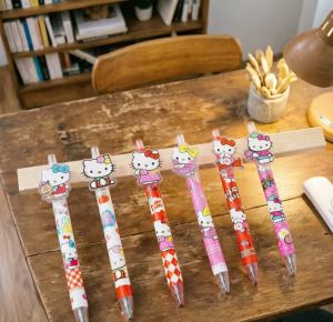 Sanrio | Cute Hello Kitty Gel Pen 0.5mm Acrylic Press Ballpoint Pen Kawaii Stationery for School Office Student Gift Journaling Supplies