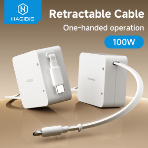 Hagibis Retractable USB C Cable 100W Type C to C Unidirectional Charger Cable Desk Fast Charging Cord for iPhone 17 Macbook iPad