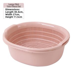 Kitchen Double Layer Plastic Drain Basket Vegetable Washing Basket Multi Purpose Rice Washing Device Water Drain Filter Screen