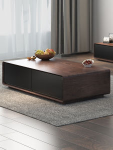 Modern Simple Coffee Table TV Cabinet Unit Northern Europe Black Walnut Color Coffee Table Large and Small Apartment Type Creative Storage Tea Table