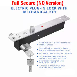 DC 12V Fail Secure Bolt Lock With Mort Lock Cylinder Mechanical key locking Dropbolt Door Lock Electric Dead Bolt Lock