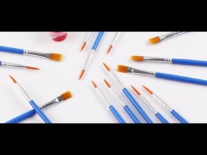 50pcs Cat Air Biru Flat Tip Sikat Runcing Sikat Kuas Lukis Set Paintbrush Akrilik Bulu Nilon Cat Air Artist Paint Brush Pena Garis Besar Lukisan Cat Minyak Guas Graffiti