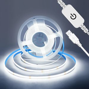 COB LED Strip Lights With Touch Dimmer 5V High Density Linear Lighting with Adhesive Tape DIY Lamp For Living Room Cabinet Decor