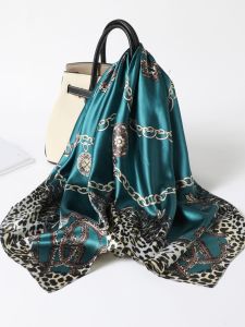 Khăn Choàng Lụa Họa Tiết Da Báo Cưới Mùa Xuân Thu Đa Năng Phong Cách Hàn Quốc Polyester 90x90cm Cho Nữ
