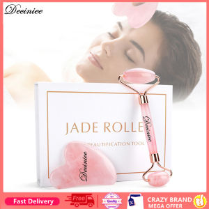 DECINIEE Natural Rose Quartz Roller Facial Jade Roller Stone Gua sha Scraper Face Lifting Massage Skin Eye Body Massager Beauty Care Tool