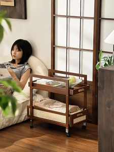 【On Hand】Sofa side table trolley coffee table trolley with wheels easy to move simple to install and stable structure