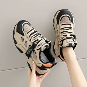 Puer Old Dad 2025 New Breathable Running Winter Womens Shoes Student Trendy Thick Bottom Sports Shoes Womens Fashion