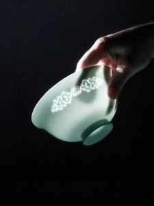 JINGDEZHEN | Ceramic Handmade Linglong Shadow Blue Glazed Bowl