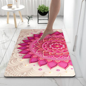 Mandala National Style For Bath And Kitch Super Absorbent Quick Dry Rubber Backed Dirt Resistant Bath Rugs Mats