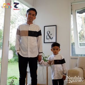 Zahra olShopp Baju Lebaran Koko Couple Ayah dan Anak Laki Terbaru Lengan Panjang Warna Navy Katun Toyobo bisa COD